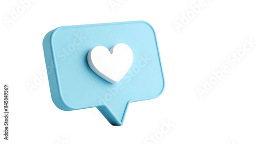 heart shaped speech box 3d render icon isolated on transparent background cutout