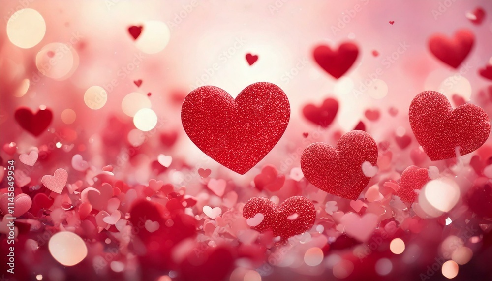 Cute Valentine's Day 3D Illustration with Red Hearts Floating on Pink Gradient Background. Cute Valentine's Day 3D Illustration with Red Hearts Floating on Pink Gradient Background.