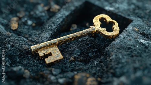 Unlocking mysteriesancient key found in ruins archaeological site close-up historic environment symbolism