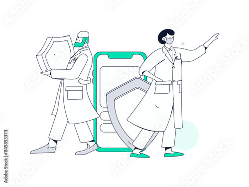 Medical characters fighting the epidemic flat vector concept operation hand drawn illustration
