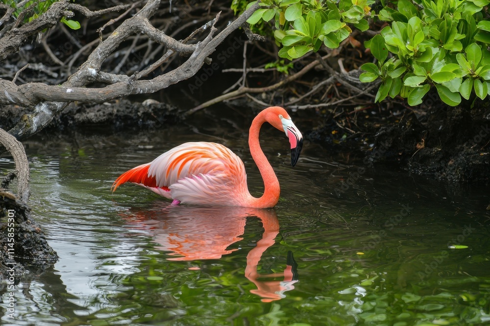 Fototapeta premium Galapagos Flamingo Wading