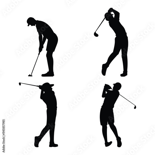silhouette illustration of playing golf