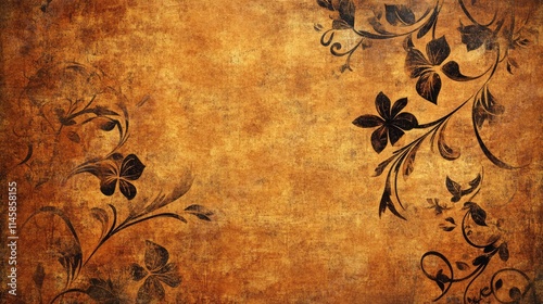 Vintage Floral Texture Background with Elegant Design Elements in Earthy Tones