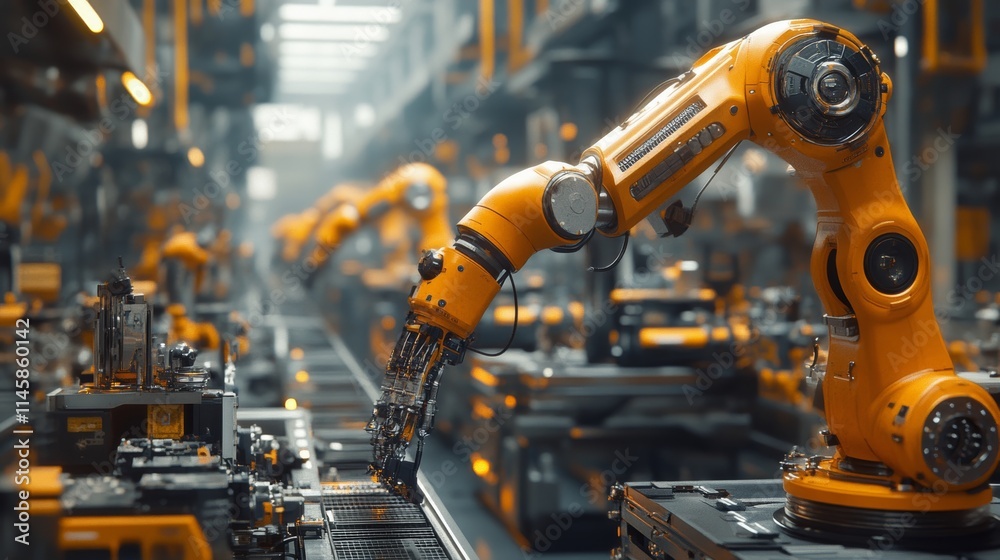 Inside View of Industrial Plant with Robotic Assembly Line Inside View of Industrial Plant with Robotic Assembly Line