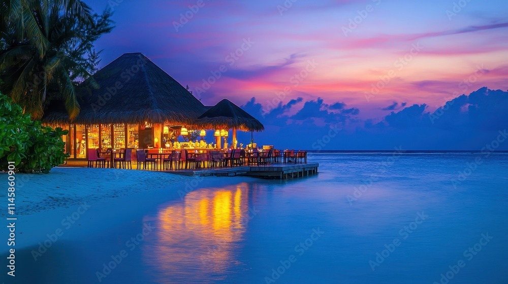 Tropical Beach Bar at Dusk Tropical Beach Bar at Dusk