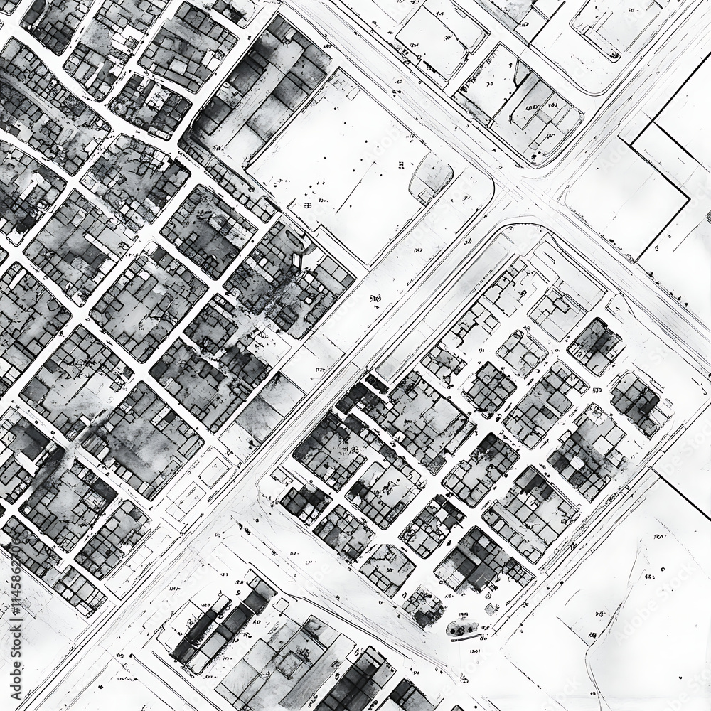 Fototapeta premium Urban Aerial Perspective: Detailed City Map
