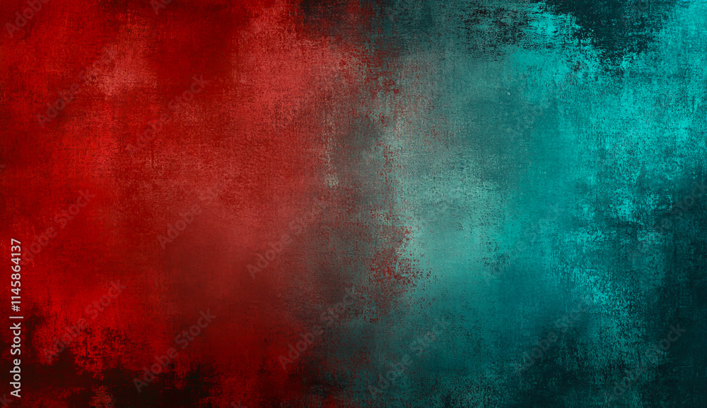 Obraz premium Abstract red and cyan background with a dark texture.