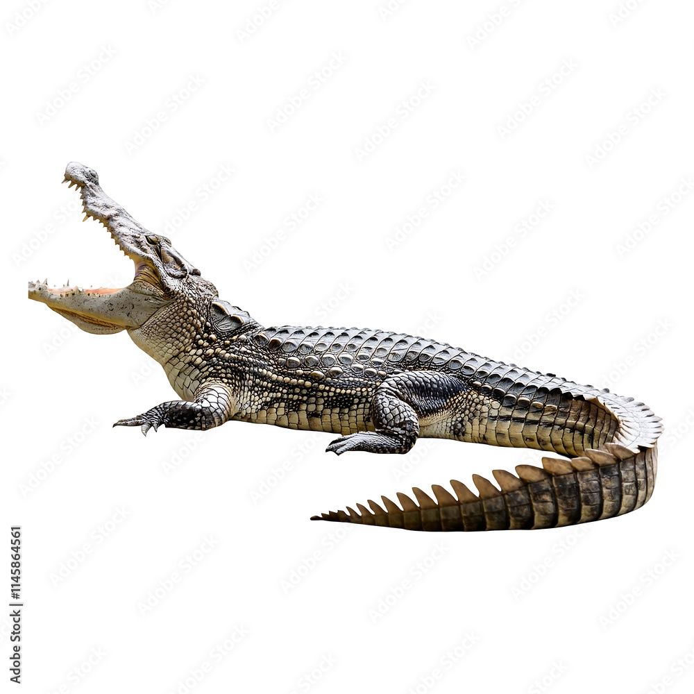 Fototapeta premium crocodile with its mouth closed, isolated on transparent background