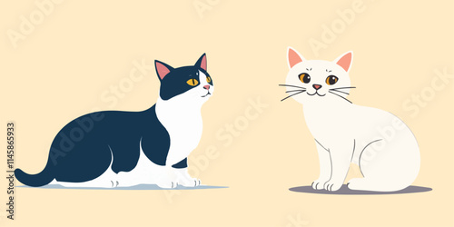 Cat flat clipart vector illustration animal, pet, kitten, cartoon, kitty, vector, love, c cats, silhouette, outline, 