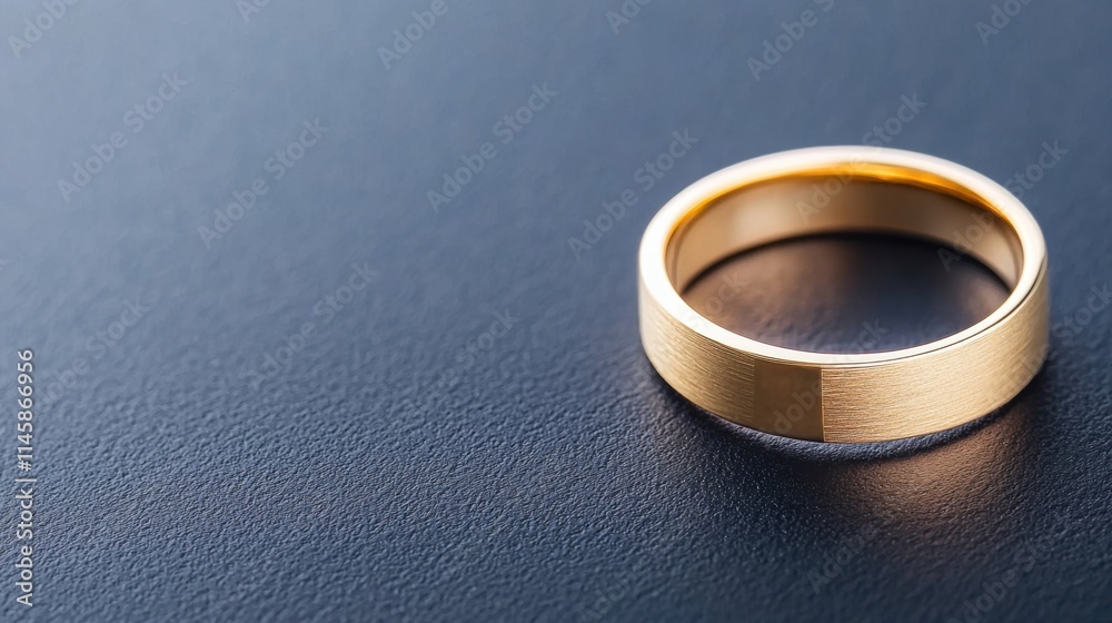 Elegant Gold Ring on Dark Leather Surface for Jewelry Promotion Elegant Gold Ring on Dark Leather Surface for Jewelry Promotion