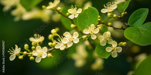 Delicate tiny flowers from the Katsura tree, also known as Cercidiphyllum japonicum, create a beautiful display. The Katsura s tiny flowers add charm to any garden or natural setting. photo