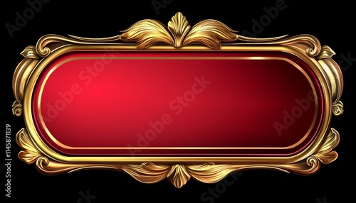 Elegant Gold Frame Enclosing Red Rectangular Panel