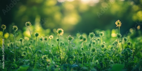 Vibrant green weeds flourishing in a field, showcasing the natural growth and resilience of green weeds in their thriving environment. Explore the beauty of green weeds and their surroundings.