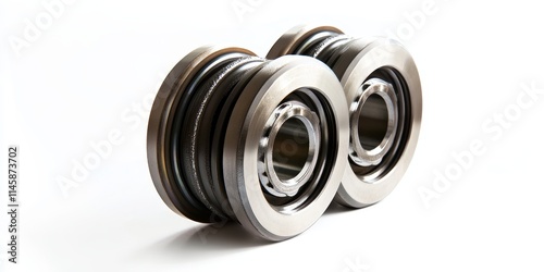 Belt type pulley bearings displayed against a clean white background, showcasing the features and design of belt type pulley bearings in an appealing manner. photo