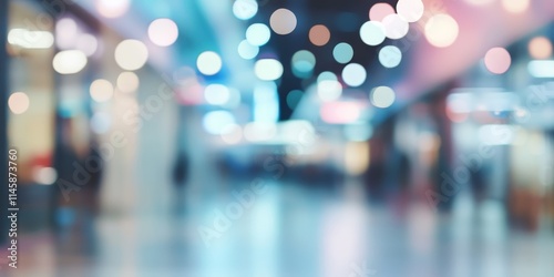 Blurred department store featuring a bokeh light backdrop, perfect for use as a captivating background, enhancing various design projects with a vibrant and artistic flair. photo