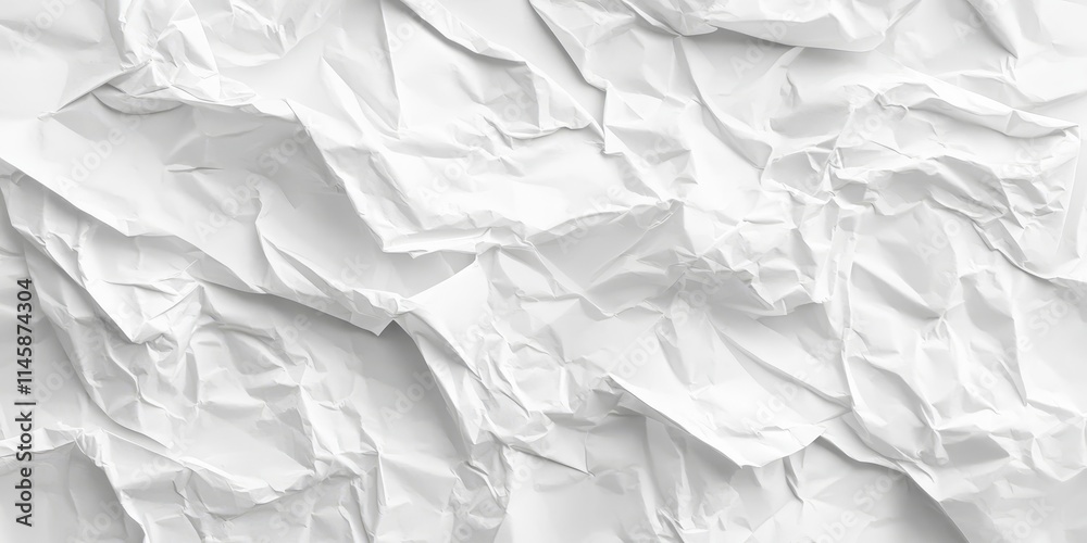 Obraz premium Crumpled paper texture in white offers a unique background option, enhancing your creative projects with its distinctive white crumpled paper texture appeal, perfect for a variety of uses.
