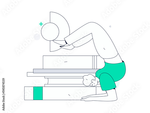 Practicing yoga, physical and mental health, flat vector character concept, operation hand drawn illustration
