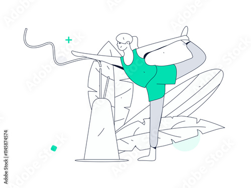 Practicing yoga, physical and mental health, flat vector character concept, operation hand drawn illustration
