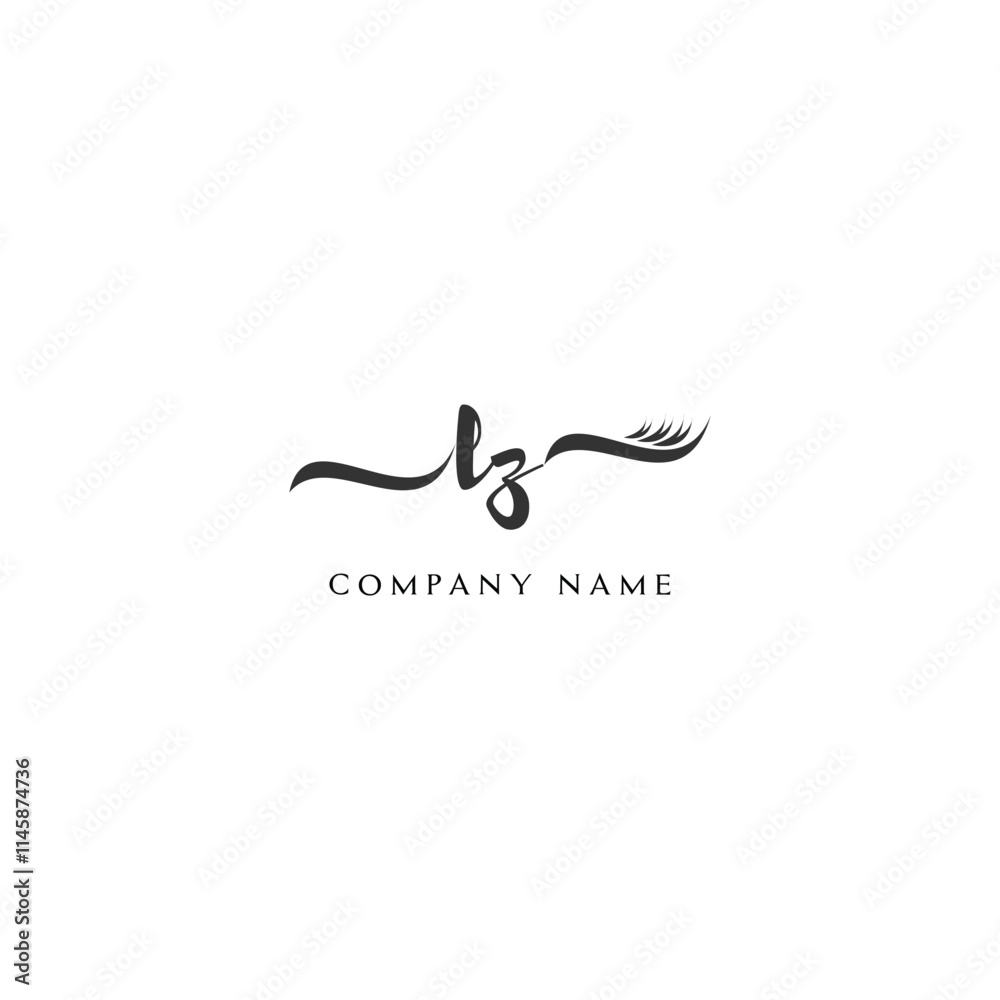 Minimalist LZ Logo Design with Abstract Feather Element Minimalist LZ Logo Design with Abstract Feather Element