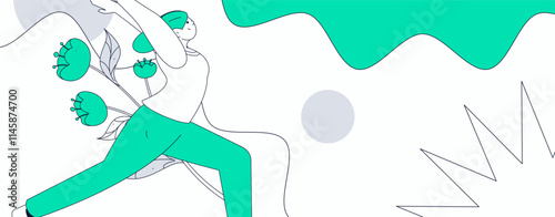 Practicing yoga, physical and mental health, flat vector character concept, operation hand drawn illustration
