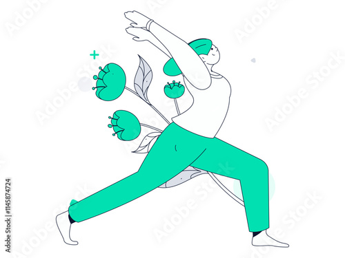Practicing yoga, physical and mental health, flat vector character concept, operation hand drawn illustration
