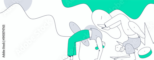 Practicing yoga, physical and mental health, flat vector character concept, operation hand drawn illustration
