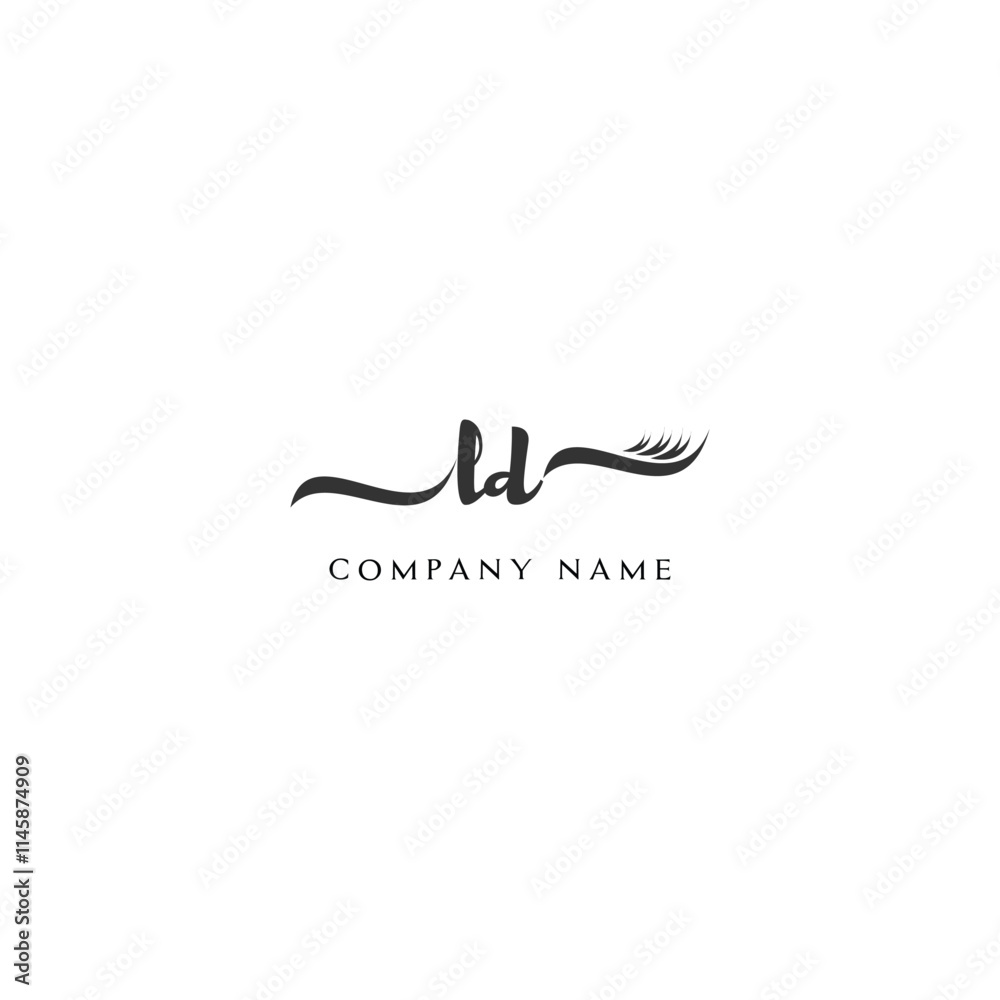 Minimalist LD Logo Design with Abstract Feather Element Minimalist LD Logo Design with Abstract Feather Element