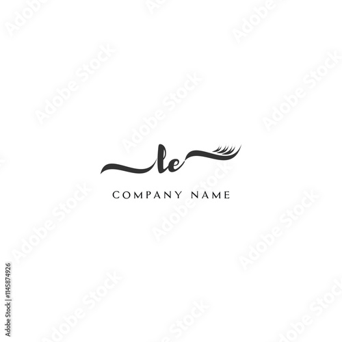 Minimalist LE Logo Design with Abstract Feather Element