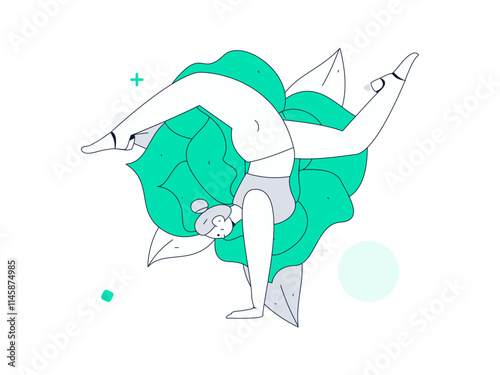 Practicing yoga, physical and mental health, flat vector character concept, operation hand drawn illustration
