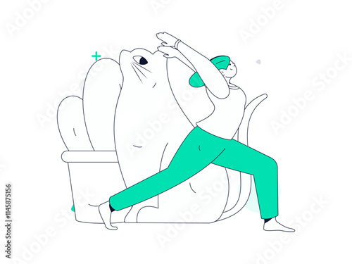 Practicing yoga, physical and mental health, flat vector character concept, operation hand drawn illustration
