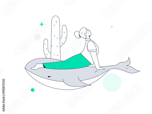 Practicing yoga, physical and mental health, flat vector character concept, operation hand drawn illustration
