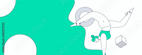 Practicing yoga, physical and mental health, flat vector character concept, operation hand drawn illustration
