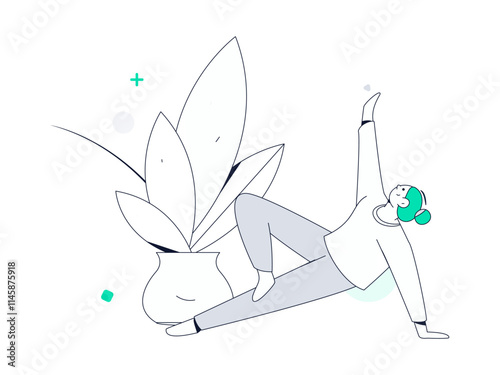 Practicing yoga, physical and mental health, flat vector character concept, operation hand drawn illustration
