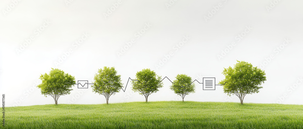 Obraz premium serene nature scene with trees forming graphs in landscape