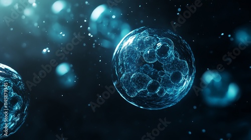 Wallpaper Mural A close-up view of microscopic cells in a dark, illuminated environment. Torontodigital.ca