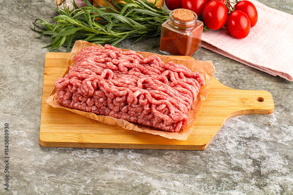 Raw uncooked red minced meat Raw uncooked red minced meat
