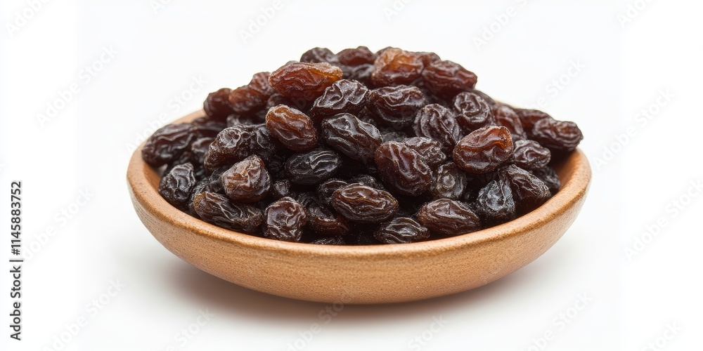 Raisin on a clay plate showcased against a white background. This macro shot emphasizes raisin s texture and highlights its appeal as a healthy food choice perfect for nutrition focused themes. Raisin on a clay plate showcased against a white background. This macro shot emphasizes raisin s texture and highlights its appeal as a healthy food choice perfect for nutrition focused themes.