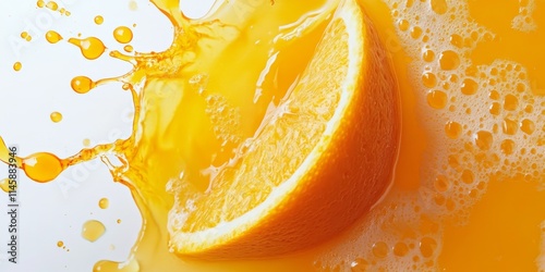 Fresh orange juice captured in a close up on a white background, showcasing the vibrant color and texture of fresh orange juice for an appealing visual experience.