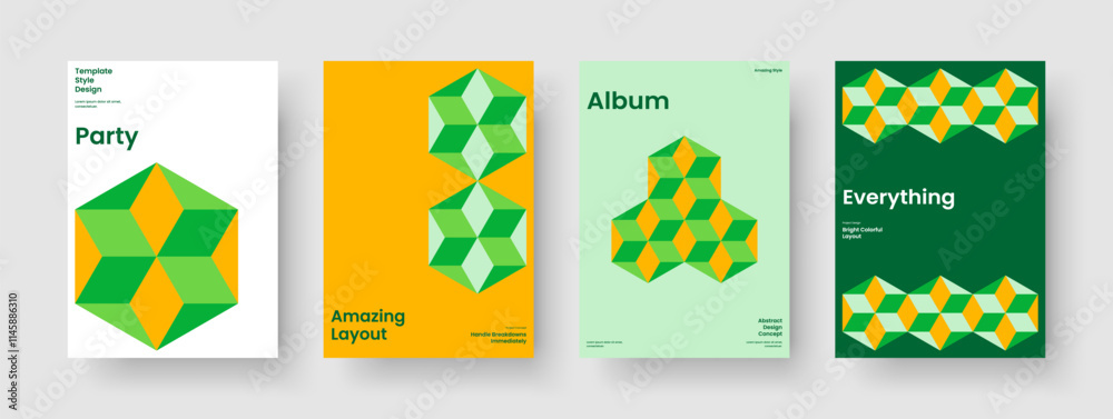 Fototapeta premium Isolated Report Template. Geometric Flyer Design. Abstract Background Layout. Poster. Brochure. Banner. Business Presentation. Book Cover. Brand Identity. Handbill. Magazine. Portfolio. Newsletter