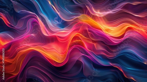 Abstract wavy layers of neon colors swirling seamlessly photo