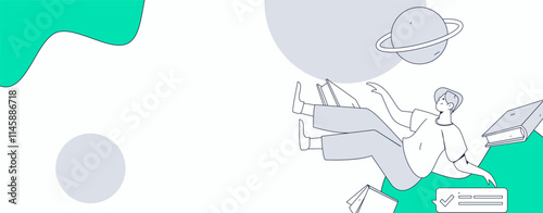 Character reading quietly vector concept operation hand drawn illustration
