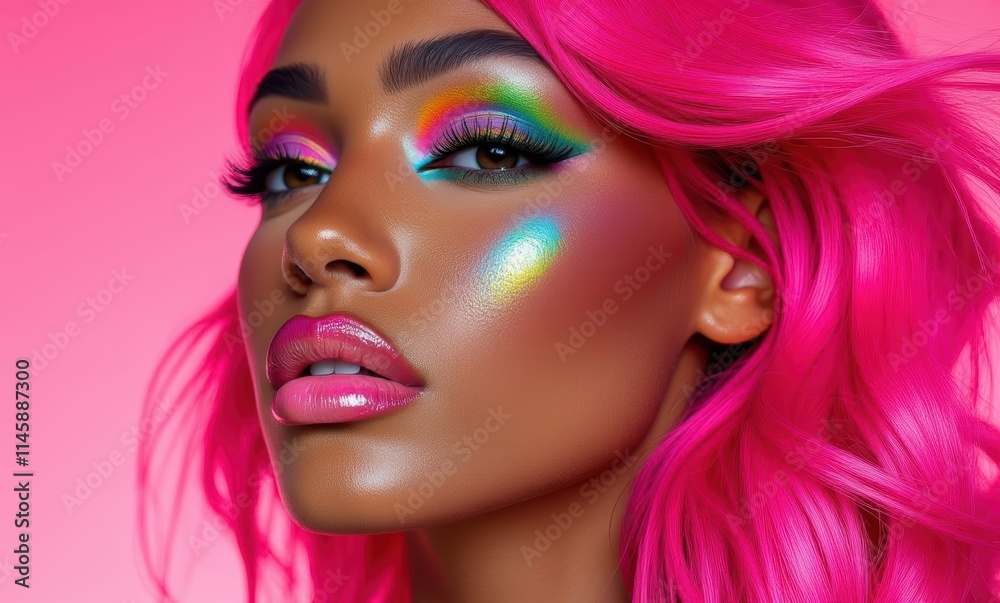 Vibrant beauty with rainbow makeup Vibrant beauty with rainbow makeup