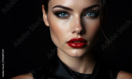 Stunning woman with bold red lips