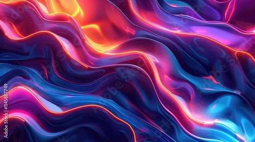 Abstract wavy layers of neon colors swirling seamlessly photo