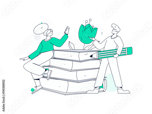 Character reading quietly vector concept operation hand drawn illustration
