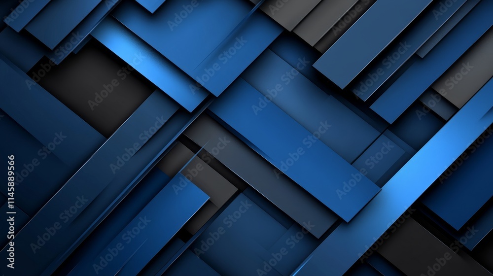 Abstract blue and black layered geometric design suitable for background, banners or digital art. Abstract blue and black layered geometric design suitable for background, banners or digital art.