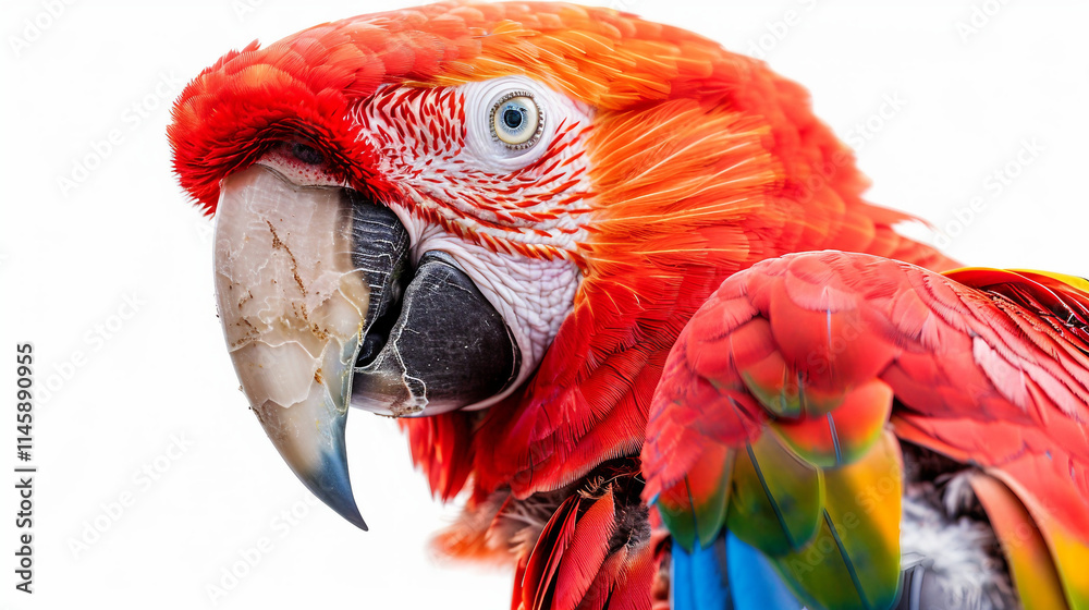 Obraz premium Inquisitive Parrot with Expressive Eyes on white background.PNG