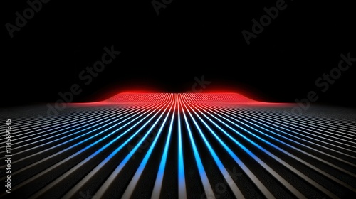 Dynamic light waves digital space abstract art futuristic environment wide view visual concept exploration photo