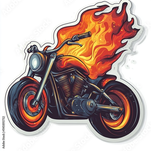 Fiery chopper motorcycle illustration. (2) photo