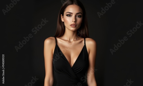 Elegant woman in a sleek black dress